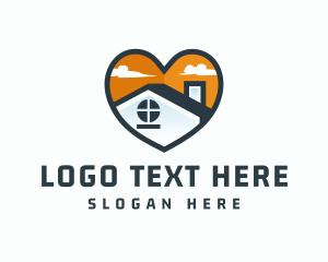 Love - Heart Housing Property logo design