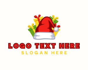 Gift Giving - Santa Claus Hat Gifts logo design