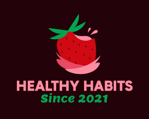 Strawberry Juice Drink logo design