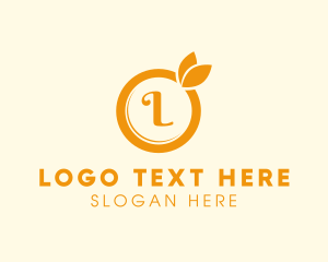 Leaf - Orange Fruit Organic Produce logo design