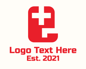 Prescription - Red Cross Letter E logo design