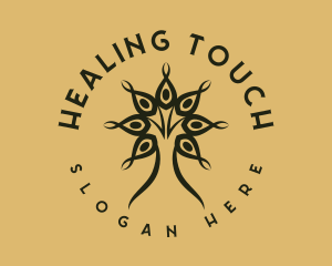 Human Yoga Tree logo design