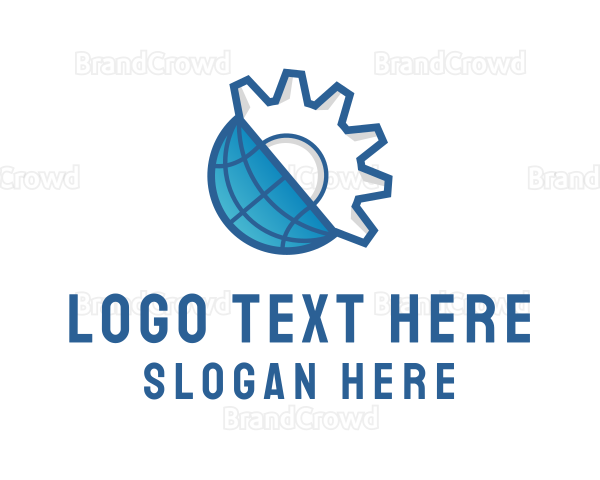 Cog Wheel Globe Logo