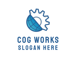 Cog Wheel Globe logo design