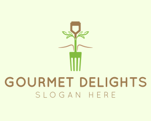 Vegetarian Fork Plant logo design