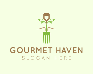 Vegetarian Fork Plant logo design