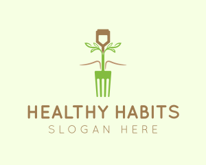 Vegetarian Fork Plant logo design