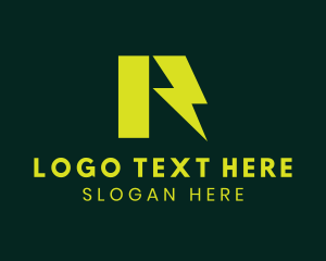 Eco - Yellow Lightning Letter R logo design