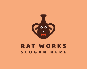 Rat - Mouse Vase Bow Tie logo design