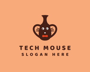 Mouse Vase Bow Tie logo design