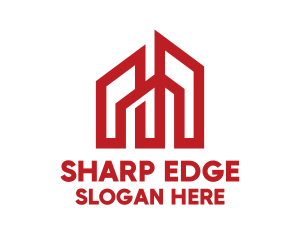 Red Sharp Tower Outline logo design