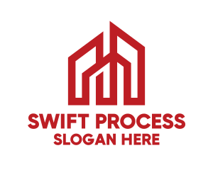 Processing - Red Sharp Tower Outline logo design