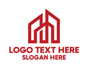Property Services - Red Sharp Tower Outline logo design