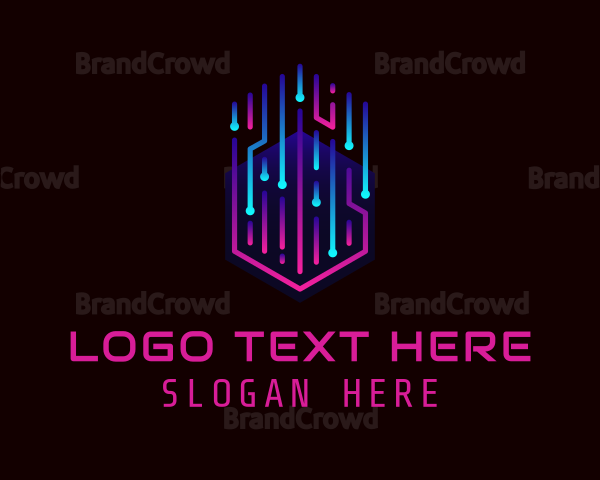 Hexagon Hologram Circuit Logo