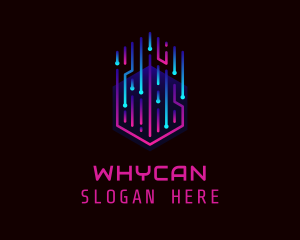 Hexagon Hologram Circuit Logo