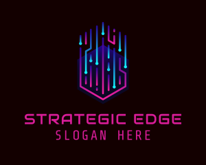 Online - Hexagon Hologram Circuit logo design