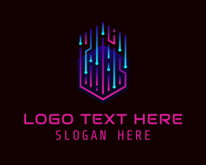 Application - Hexagon Hologram Circuit logo design