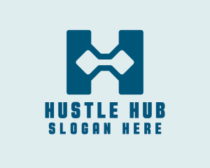 Generic Diamond Dumbbell Letter H  logo design