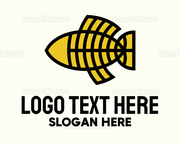 Yellow Geometric Fishbone Logo