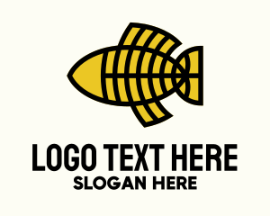 Fish - Yellow Geometric Fishbone logo design