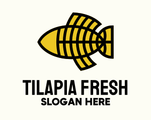 Tilapia - Yellow Geometric Fishbone logo design