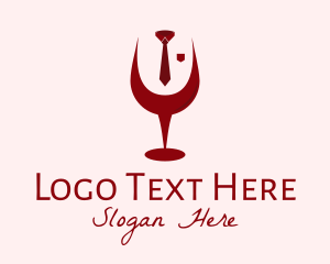 Wine Connoisseur - Necktie Wine Glass logo design