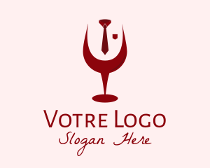 Red Wine - Necktie Wine Glass logo design