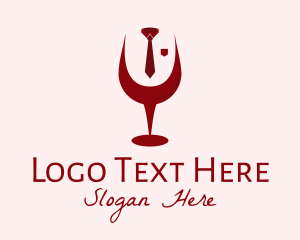 Waiter - Necktie Wine Glass logo design