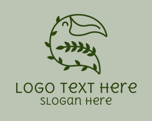 Monoline - Tropical Leafy Toucan logo design