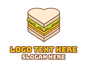 Take Away - Heart Snack Sandwich logo design
