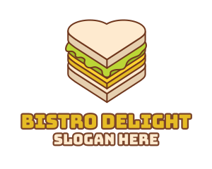 Heart Snack Sandwich  logo design