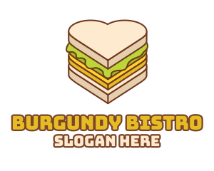 Heart Snack Sandwich  logo design