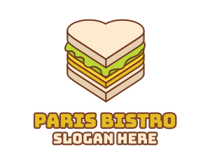 Heart Snack Sandwich  logo design