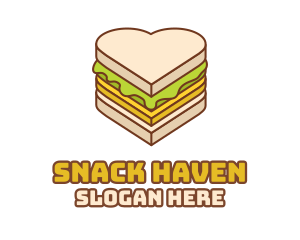 Heart Snack Sandwich  logo design