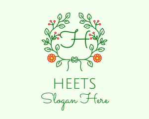 Floral Wreath Letter  logo design