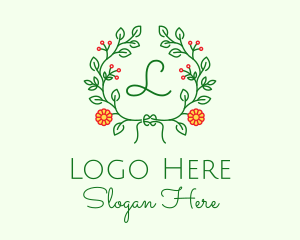 Floral Wreath Letter  logo design