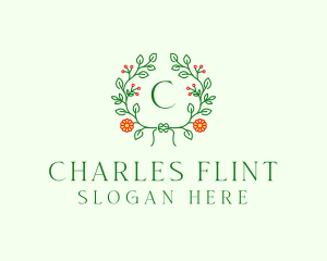 Spring Floral Wreath logo design