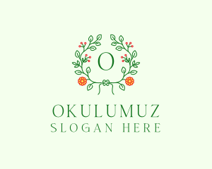 Spring Floral Wreath logo design
