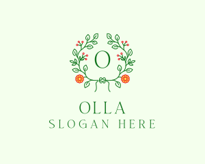 Spring Floral Wreath logo design