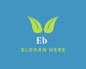 Vegetarian - Human Face Leaf Wings logo design
