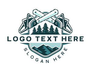 Chain Saw Woodcutter Logo