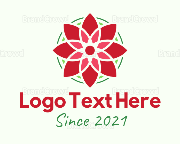 Red Poinsettia Flower Logo