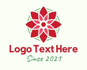 Red Poinsettia Flower logo design