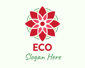 Red Poinsettia Flower Logo