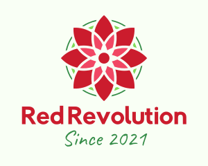 Red Poinsettia Flower logo design