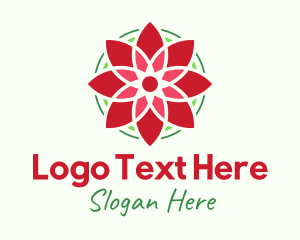 Red Poinsettia Flower Logo
