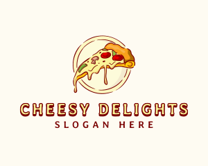 Cheesy - Cheesy Pizza Slice Meal logo design