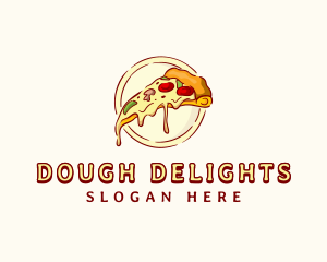 Dough - Cheesy Pizza Slice Meal logo design