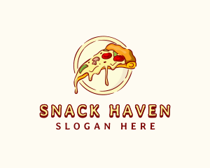 Cheesy Pizza Slice Meal logo design