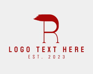 Brush Stroke - Red Brush Stroke Letter R logo design